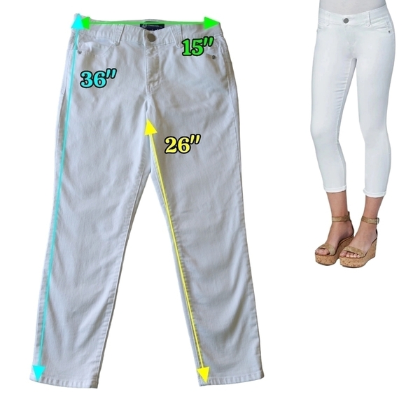 Democracy Absolution Optic White Ankle Skimmer Cropped Jeans Mid Rise Modern - Picture 2 of 9